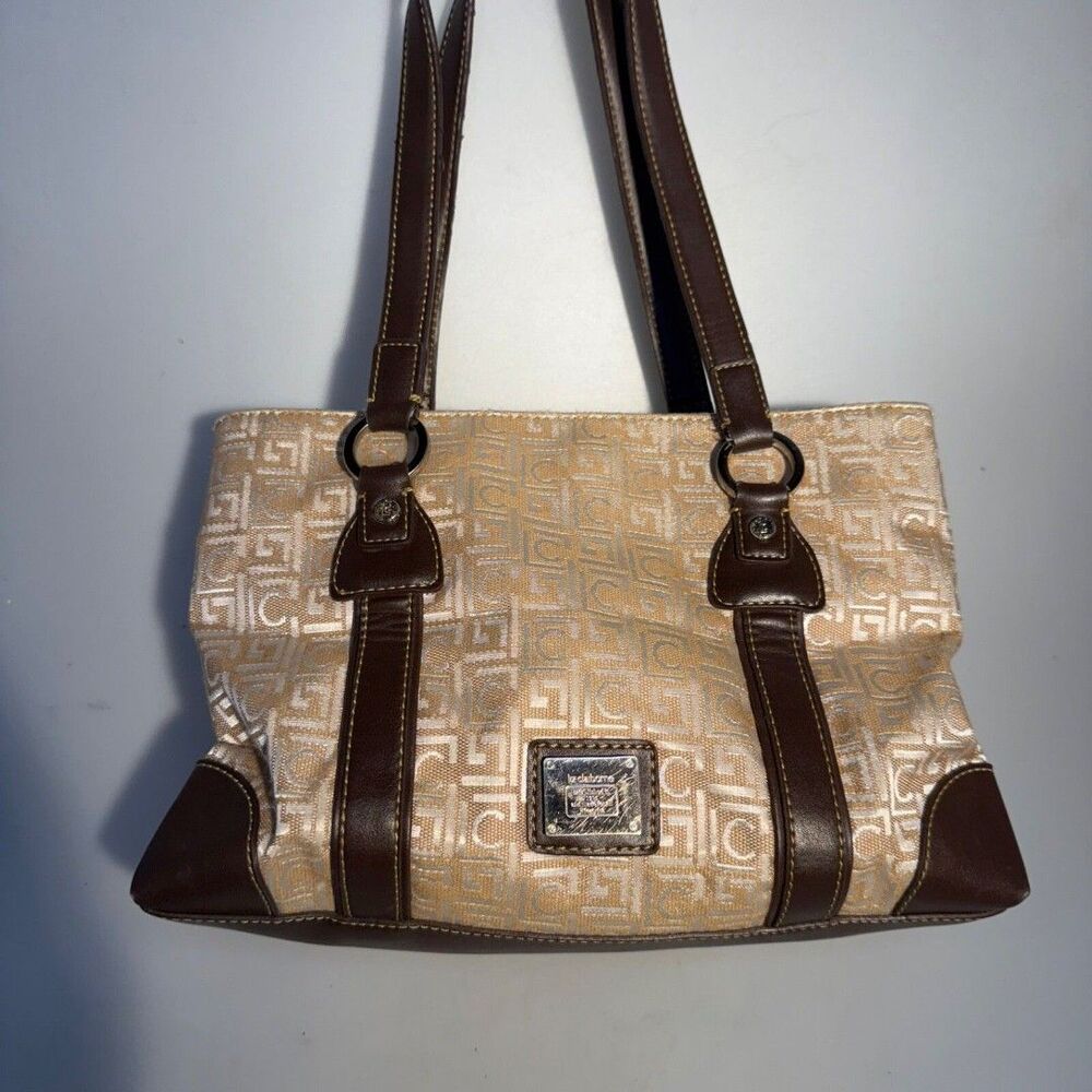 Liz Claiborne Vintage LC Signature Tan Brown Vegan Leather Tote Shoulder Bag EUC - Picture 3 of 12